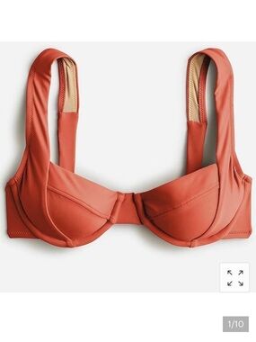 Jcrew 32-34DD Swim Top Underwire Crossback in Rust